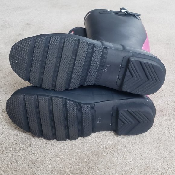 Hunter Waterproof Boots Original Stripe Navy Lipstick - Picture 4 of 10